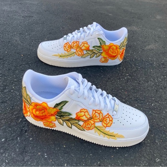 Nike orange flower Air Force 1s multiple sizes available - Picture 8 of 11